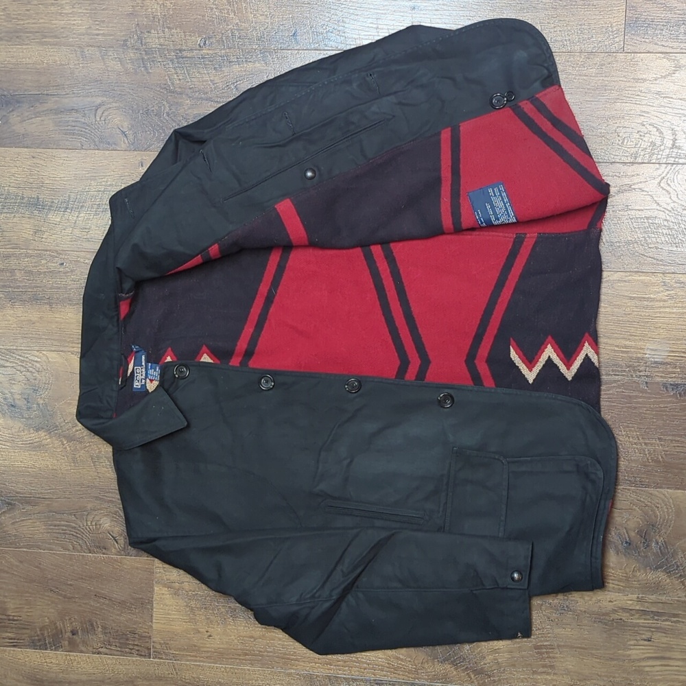 Vintage Polo Ralph Lauren Waxed Cotton Native Print Lining - size Medium